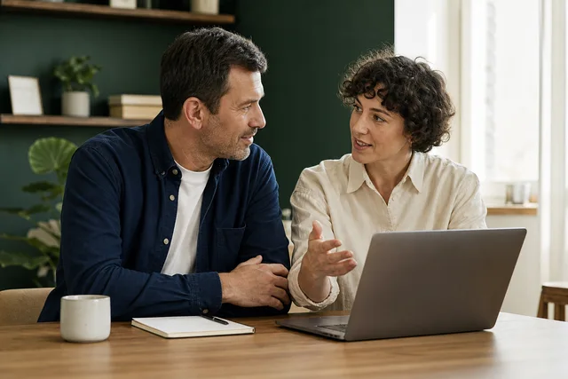 Two colleagues planning a business outreach campaign